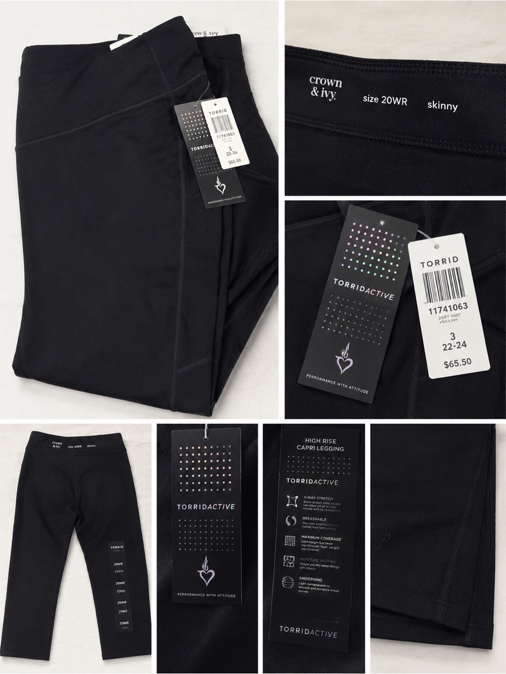 NWT Torrid Torrid active High Rise Capri Leggings Black Size 3 (22/24) Plus